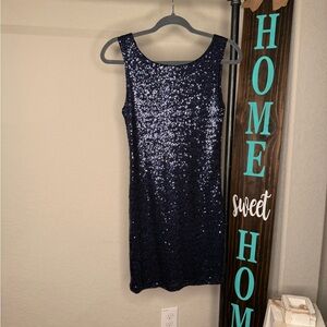 Sparkling Midnight Blue Sequin Mini Dress